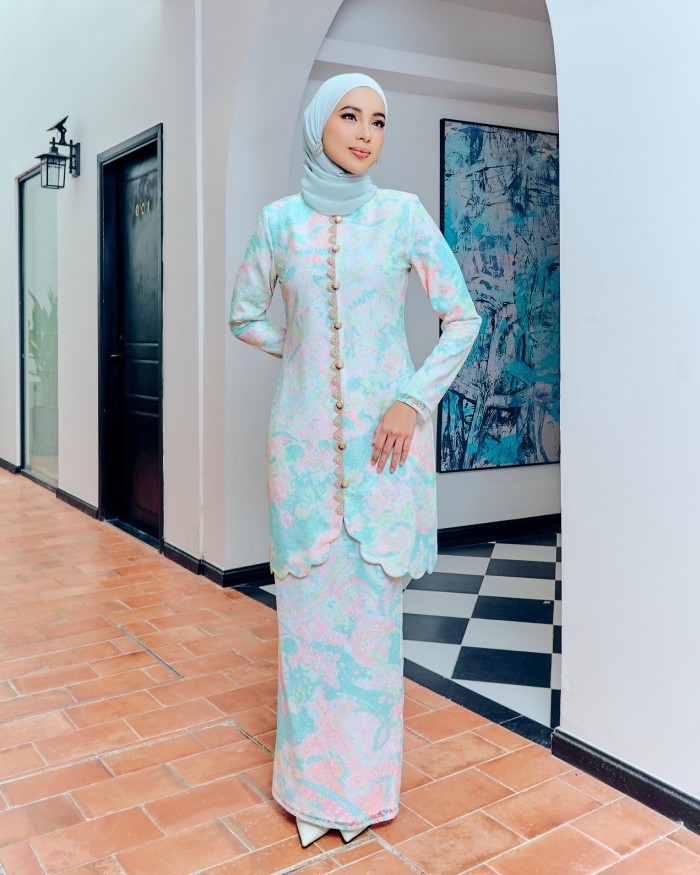 CELESTINE KURUNG - TURQUOISE PEACH