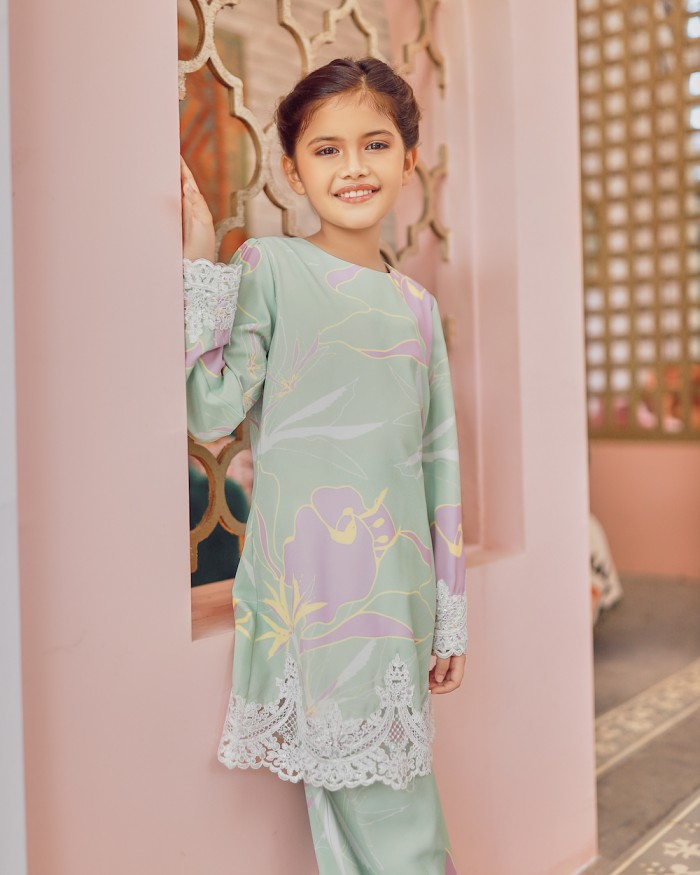 CARRA LACE KURUNG (KID) - MINT GREEN