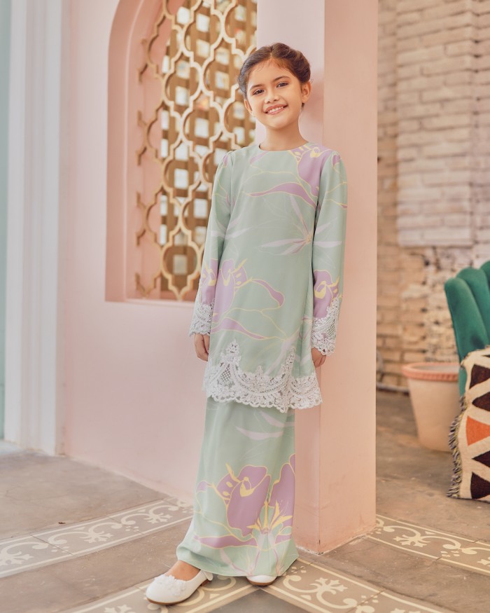 CARRA LACE KURUNG (KID) - MINT GREEN