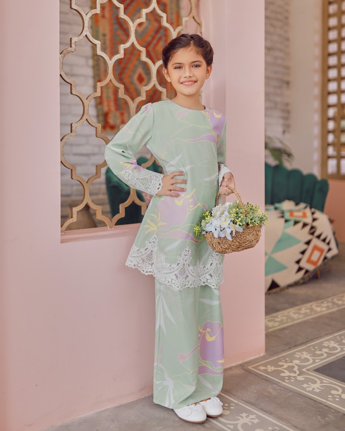 CARRA LACE KURUNG (KID) - MINT GREEN