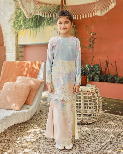 NIORA LACE KURUNG (KID) - BLUE PEACH