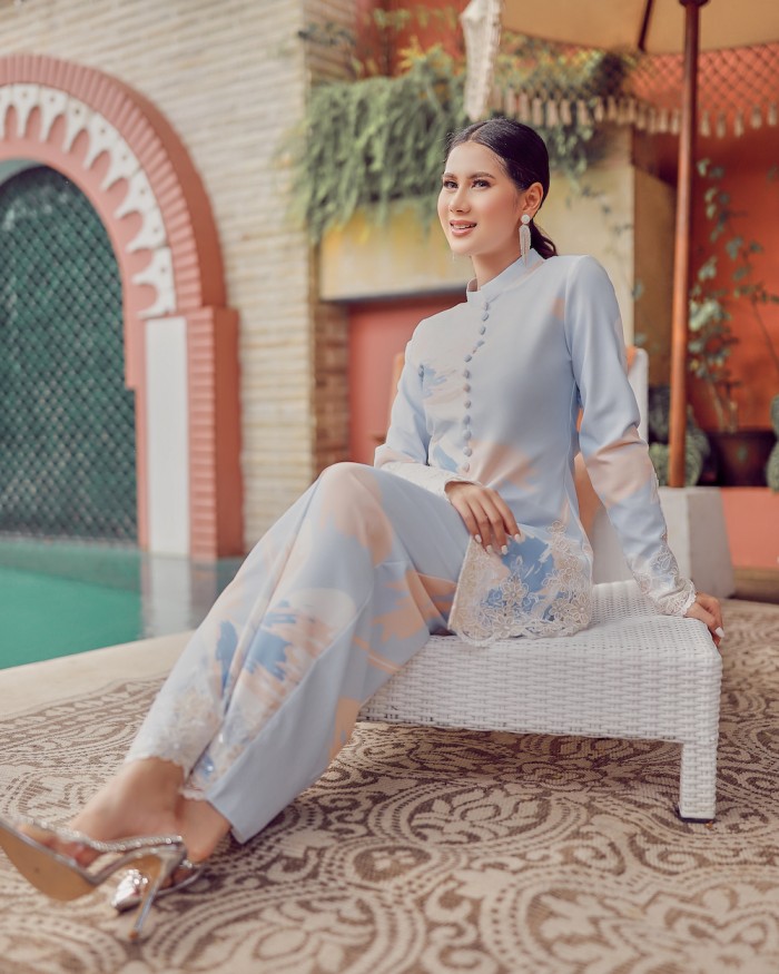 TISYA LACE KURUNG - BABY BLUE